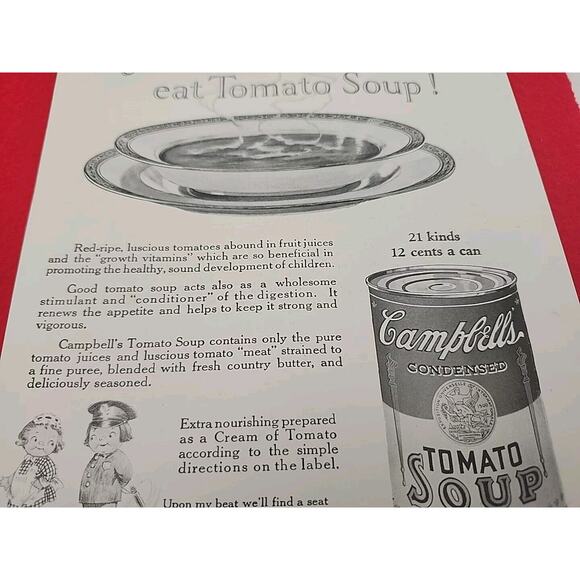 VTG 1925 Campbell's Why Your Children Should Eat Tomato Soup Ephemera Print Ad - Picture 3 of 6